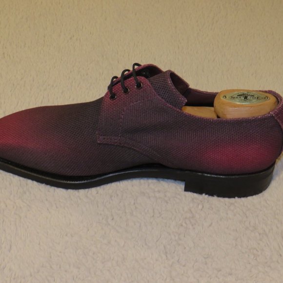 Corthay Serigo Woven Burgundy Black Canvas Three Eyelet Derby 7D NWOB $2192 main image 7